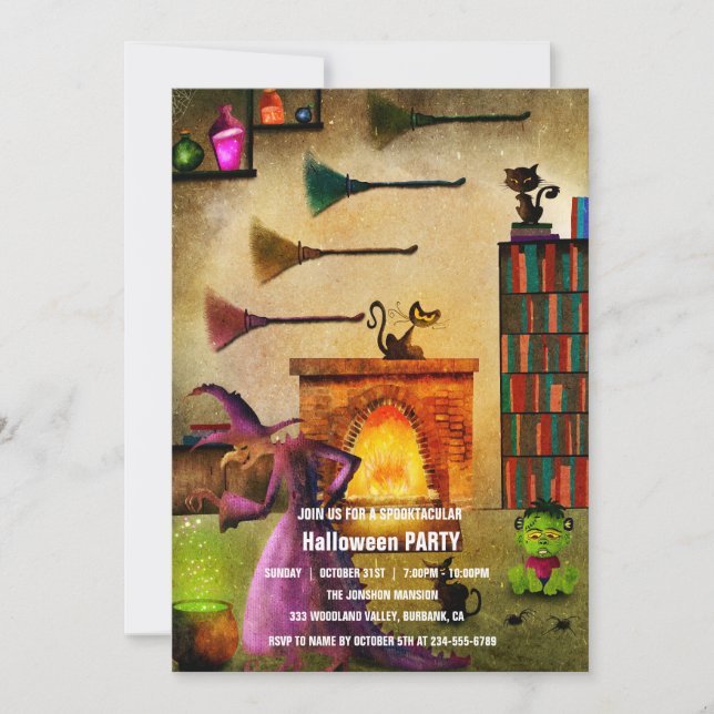 Spooktacular Dark Spuk House Halloween-Party I Einladung (Vorderseite)