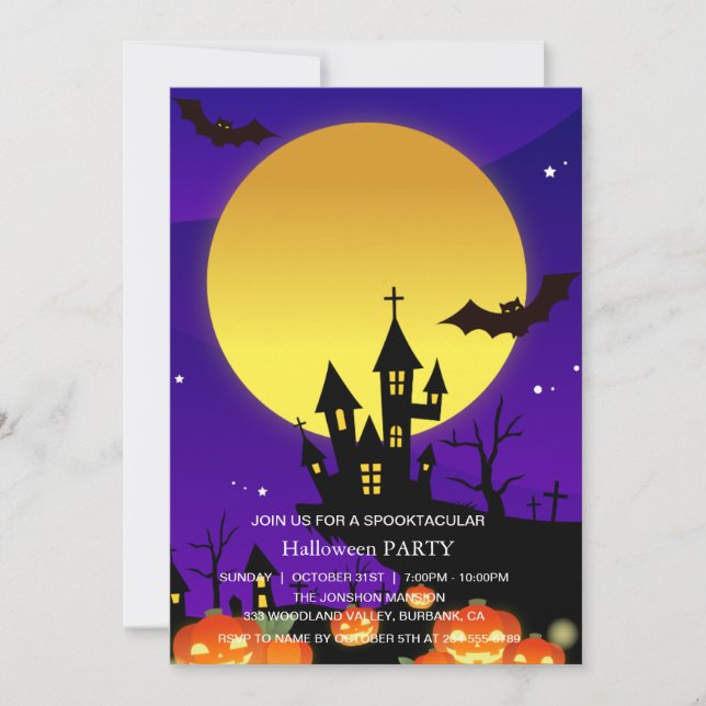 Spooktacular Dark Spuk House Halloween-Party I Einladung (Vorderseite)