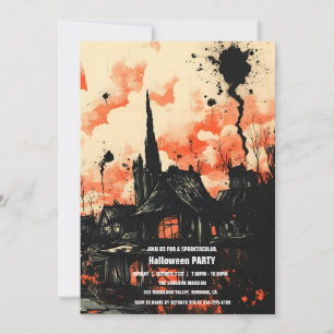 Spooktacular Dark Spuk House Halloween-Party I Einladung