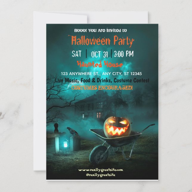 Spooktacular Dark Spuk House Halloween-Party in Einladung (Vorderseite)
