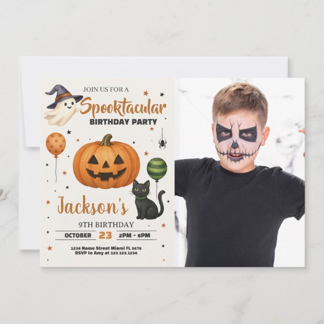 Spooktacular Geburtstagsparty Einladung mit Foto (Vorderseite)