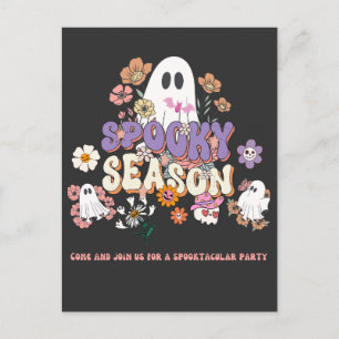 Spooktacular Ghost Black Lila Orange Halloween Postkarte