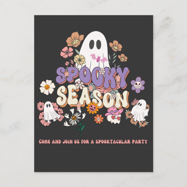 Spooktacular Ghost Black Lila Orange Halloween Postkarte (Vorderseite)
