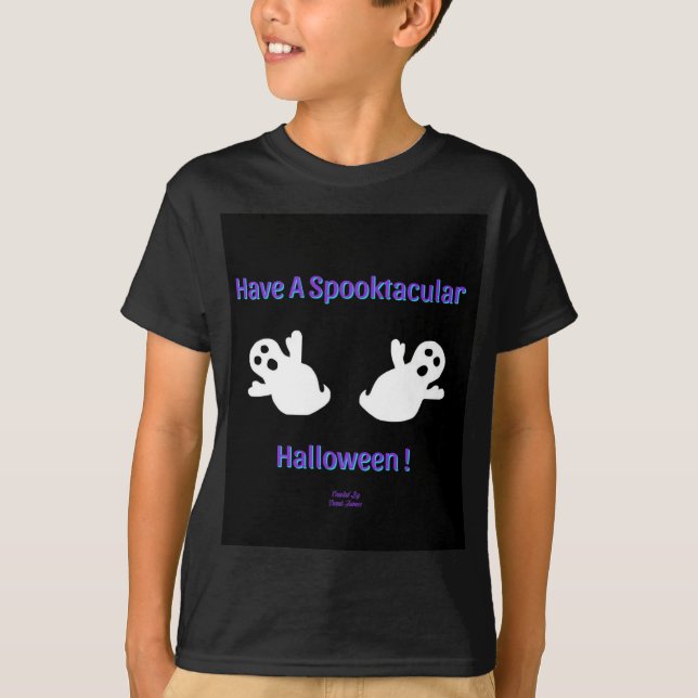 Spooktacular Ghosts Boys Black Basic T Shirt (Vorderseite)