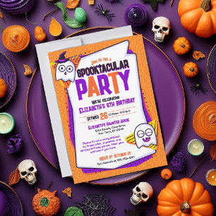 Spooktacular Ghosts Orange Birthday Einladung