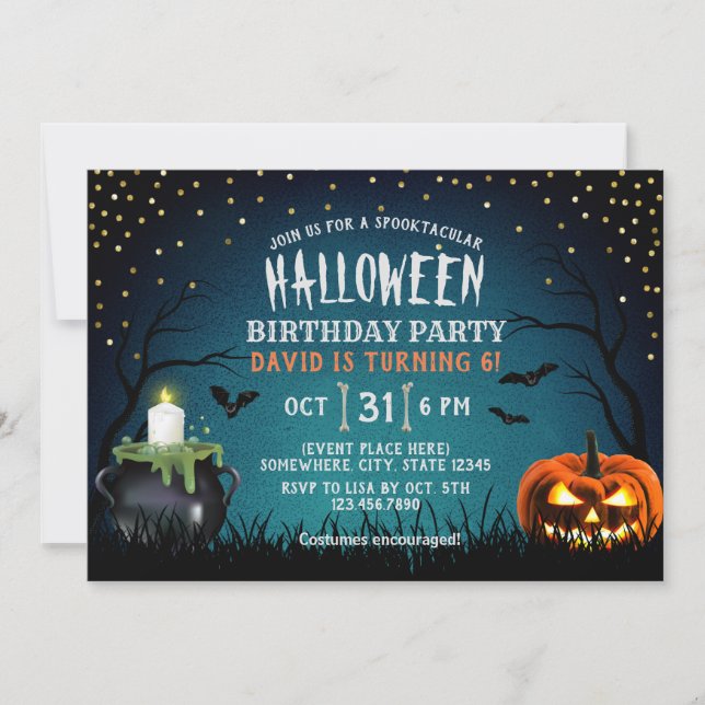 Spooktacular Halloween Costume Geburtstagsparty Einladung (Vorderseite)
