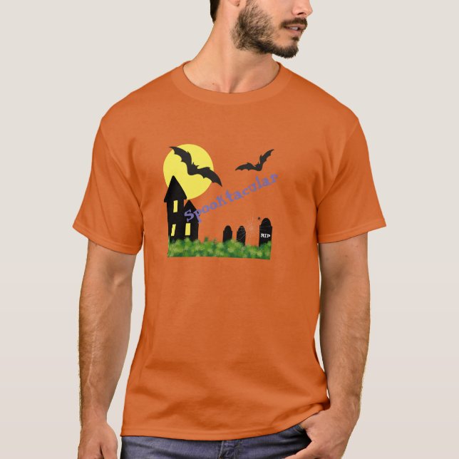 Spooktacular Halloween-Haus mit Fledermäusen-T - S T-Shirt (Vorderseite)