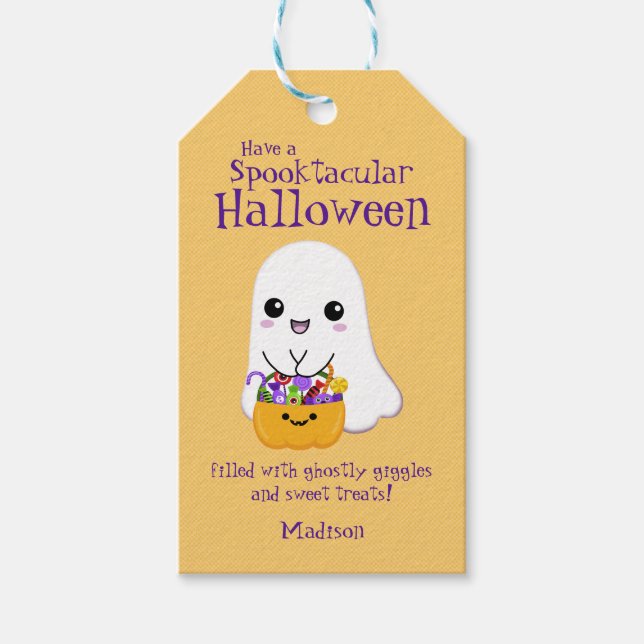 Spooktacular Halloween Niedlich Ghost Geschenkanhänger (Vorderseite)