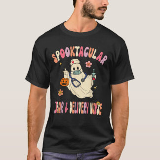 Spooktacular Labor Delivery Nurse Retro Halloween T-Shirt