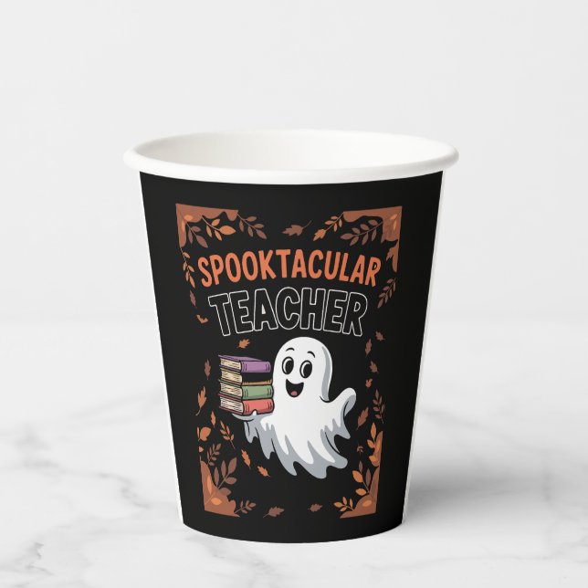 Spooktacular Lehrerin Halloween T - Shirt Pappbecher (Vorderseite)