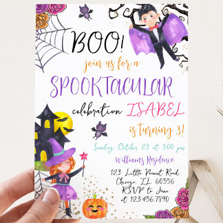 Spooktacular Lila Pink Halloween Geburtstag Einladung