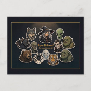 Spooktacular Monster Sticker Crew Halloween Postkarte