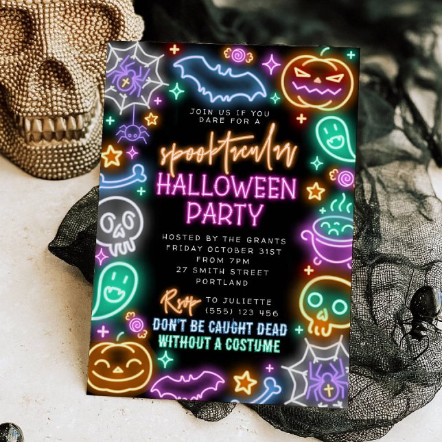 Spooktacular Neon Halloween Invitation (Créateur téléchargé)