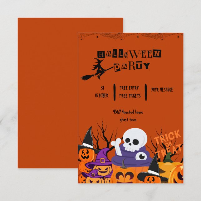 Spooktacular-niedlich-Geister-Halloween-Party Einladung (Vorne/Hinten)