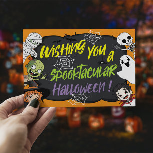 Spooktacular Niedlich Halloween Monster Cartoon Mo Postkarte