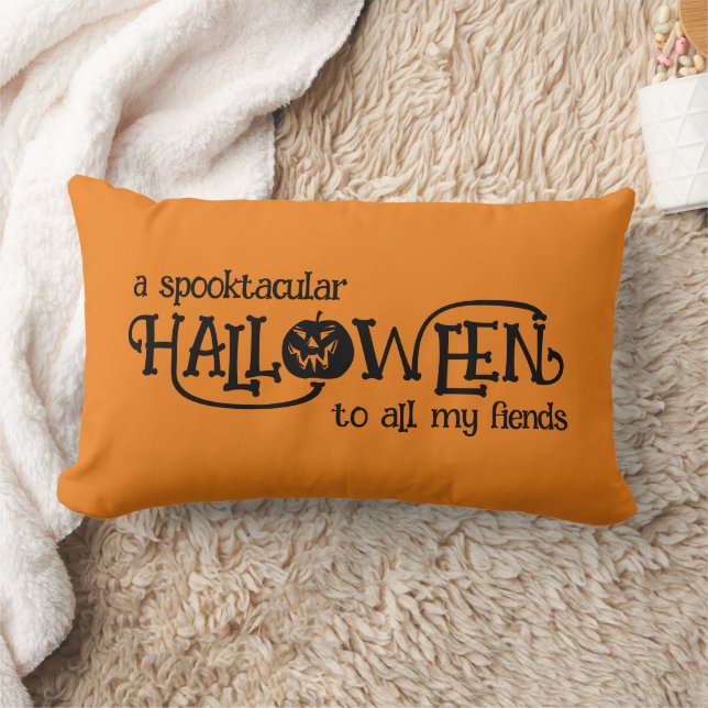 Spooktacular Orange Halloween Jack-o-Lantern Lendenkissen (Decke)