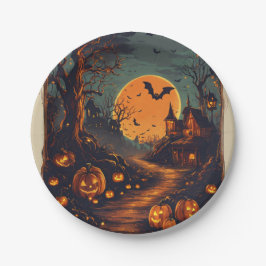 "Spooktacular paper plate for Halloween" Pappteller