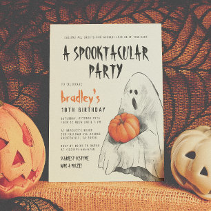 Spooktacular Party Halloween Ghost Boy Geburtstag Einladung