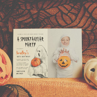 Spooktacular Party Halloween Ghost Foto Geburtstag Einladung