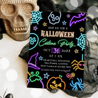 Spooktacular Party Neon Glow Dunkles Halloween-Par Einladung