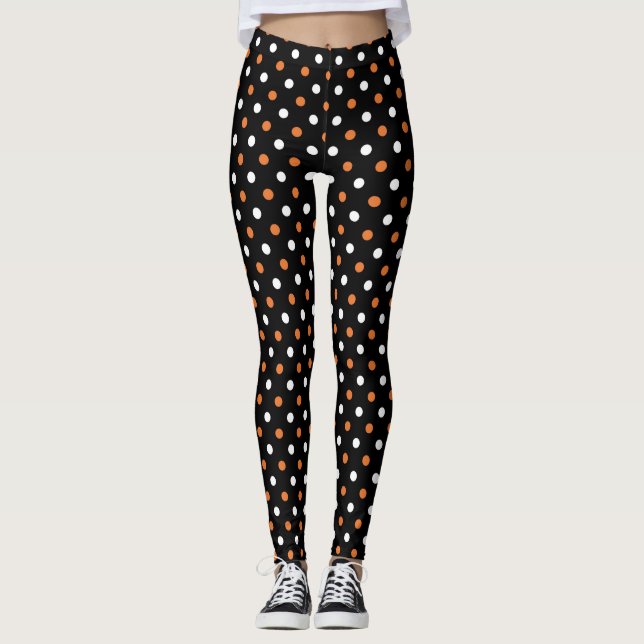 Spooktacular Polka Party: Navy & Orange Halloween Leggings (Vorderseite)