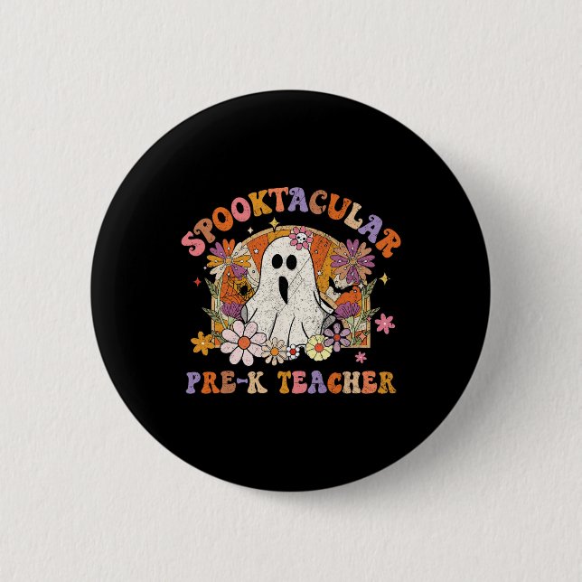 Spooktacular Pre-k Lehrer glücklich Halloween Matc Button (Vorderseite)