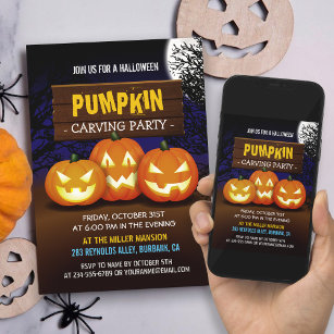 Spooktacular Pumpkin Carving Halloween-Party Einladung