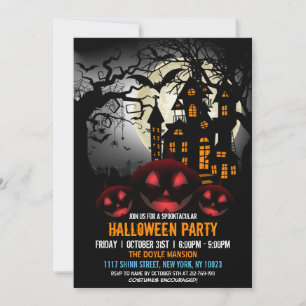 Spooktacular Pumpkin Dark Spuk House Halloween Einladung