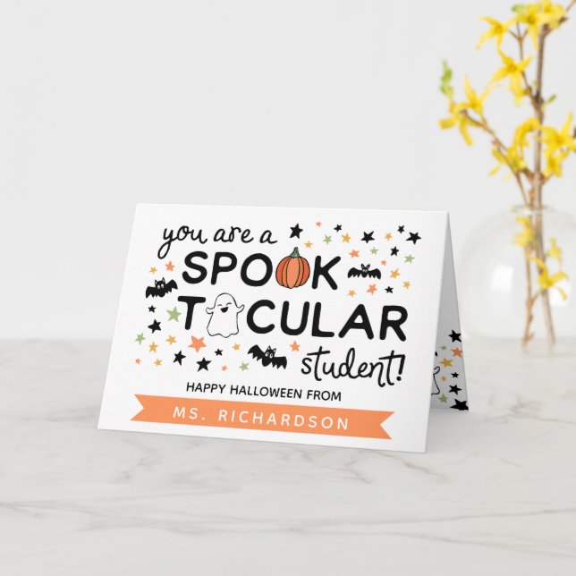 Spooktacular Student glückliches Halloween von Leh Karte (Gelbe Blume)