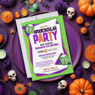 Spooktacular Zombies Green Geburtstagseinladung Einladung
