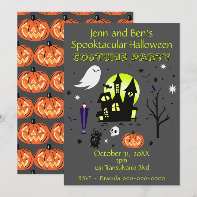 Spooktakuläres Halloween-Party Einladung (Vorne/Hinten)