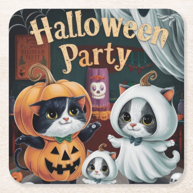 Spooktakuläres Halloween-Party Rechteckiger Pappuntersetzer (Vorderseite)