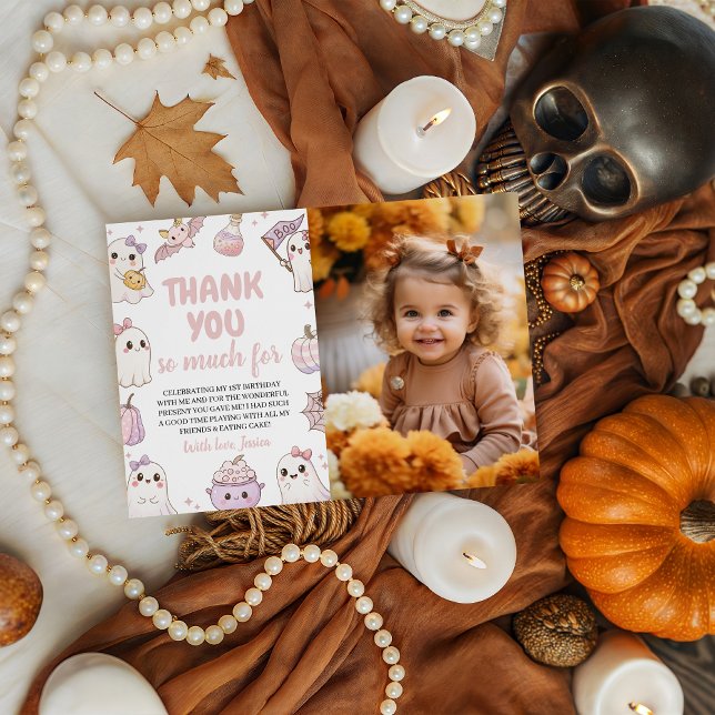 Spooky 1. Geburtstag Foto Vielen Dank Einladung (Von Creator hochgeladen)