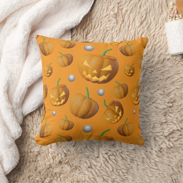 Spooky 3D Realistischer Jack O'Lantern & Pumpkin Kissen (Decke)
