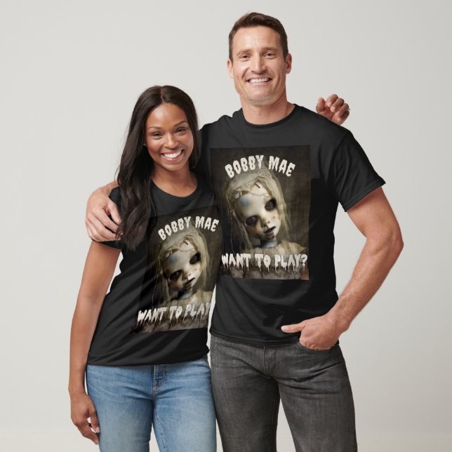 Spooky 80er Horror Doll Personalisiert Halloween T-Shirt (Unisex)