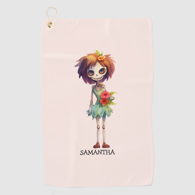 Spooky, aber Niedlich Zombie Kid - Adorable Macabr Golfhandtuch (Vorderseite)
