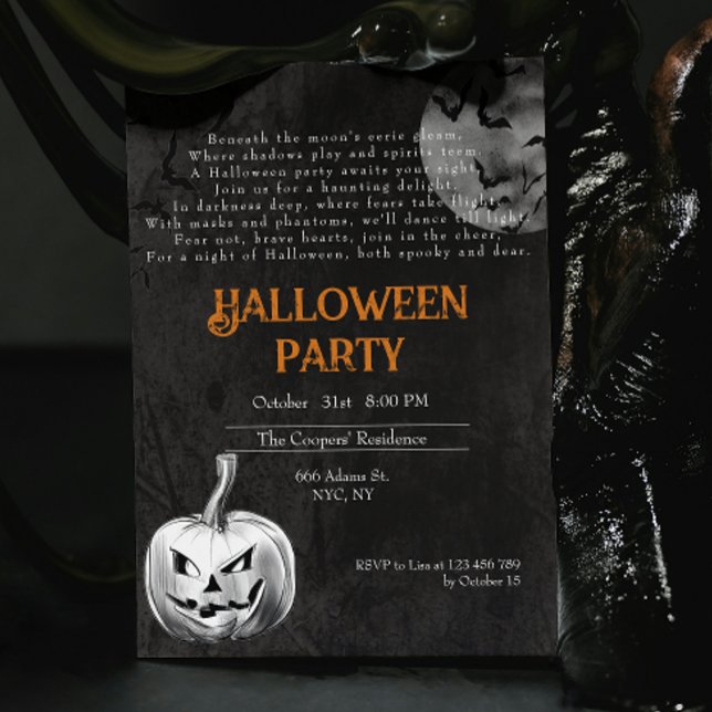 Spooky Adult Creepy Pumpkin Gedicht Halloween-Part Einladung (Von Creator hochgeladen)
