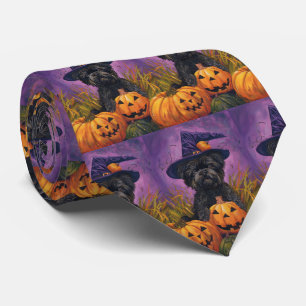 Spooky Affenpinscher Halloween Hexe und Pumpkin Krawatte