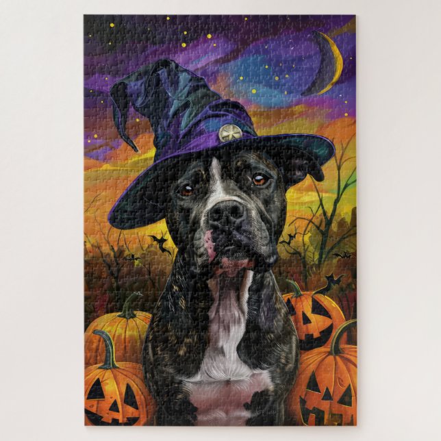 Spooky American Staffordshire Halloween Pumpkin (Vertikal)
