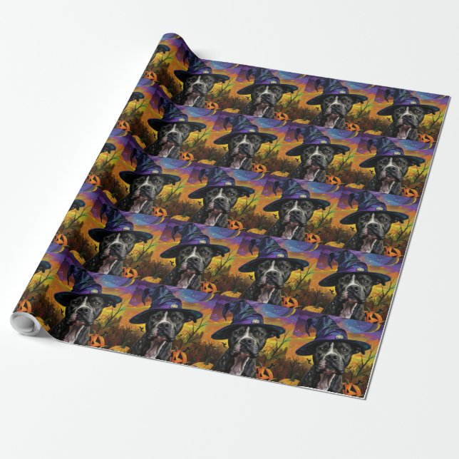 Spooky American Staffordshire Halloween Pumpkin Geschenkpapier (Ungerollt)