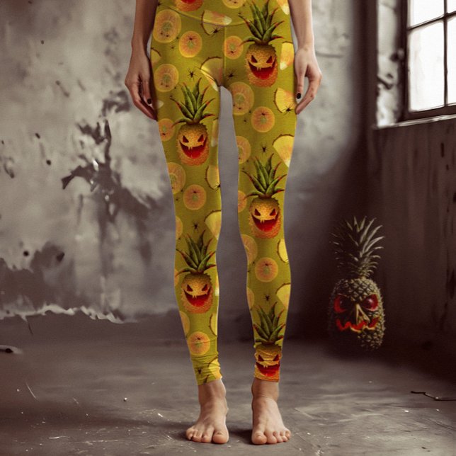 Spooky Ananas Halloween Fun Yellow Leggings (Von Creator hochgeladen)