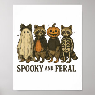 Spooky and Feral Raccoon Funny Halloween Poster
