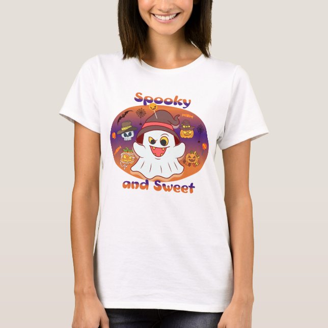 Spooky and Sweet - Halloween-Geist-T - Shirt der F (Vorderseite)