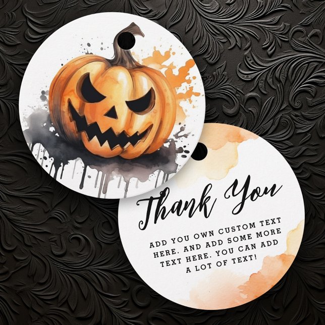 Spooky Aquarell Jack-o-Lantern Halloween Geschenkanhänger (Spooky watercolor Jack-o-Lantern Halloween Favor Tags)