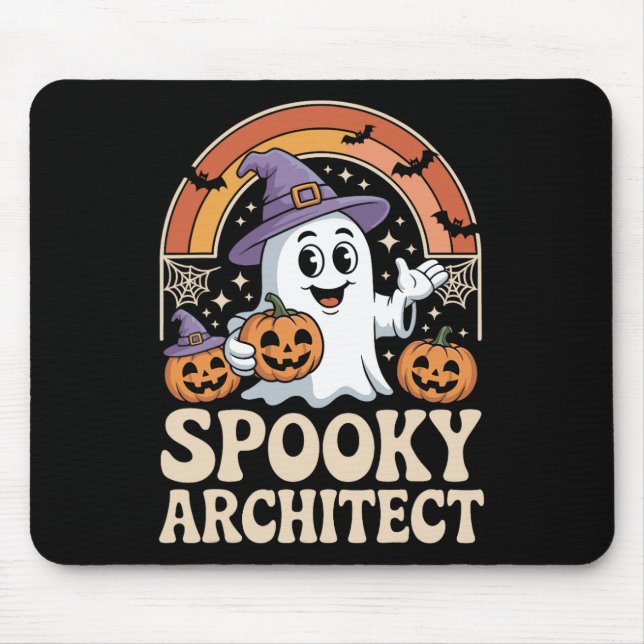 Spooky Architect Ghost Pumpkin Architecture Hallow Mousepad (Vorne)