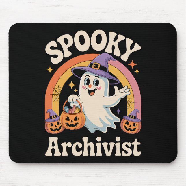 Spooky Archivist Niedlich Ghost Pumpkin Archives H Mousepad (Vorne)