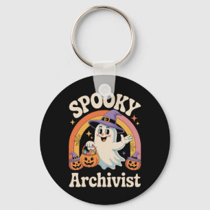 Spooky Archivist Niedlich Ghost Pumpkin Archives H Schlüsselanhänger