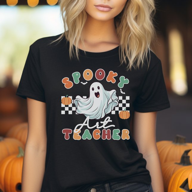 Spooky Art Teacher Halloween Retro T - Shirt (Von Creator hochgeladen)