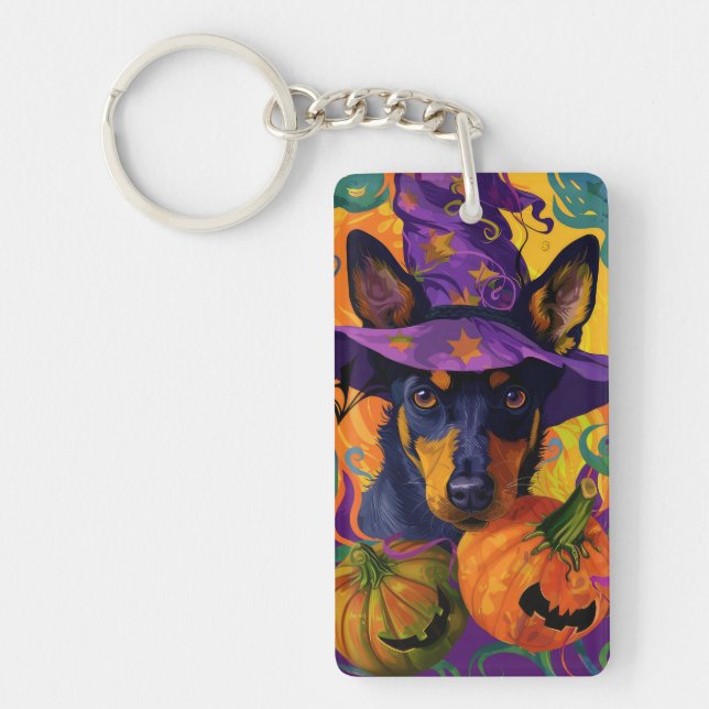 Spooky Australian Kelpie Halloween Pumpkin Schlüsselanhänger (Vorderseite)