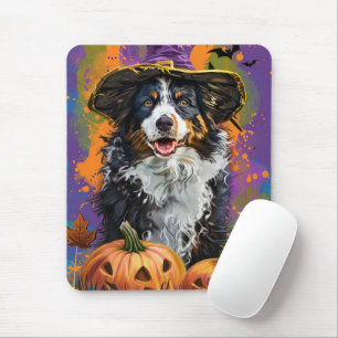 Spooky Australian Shepherd Halloween Hexenkürbis Mousepad
